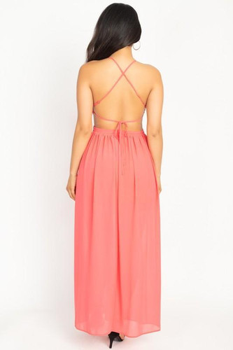 High Slit Chiffon Maxi Dress