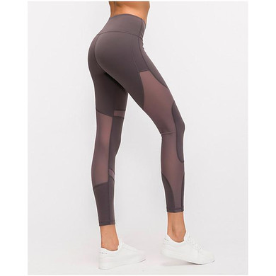 Women's High Waist Yoga Pants Patchwork Leggings Cropped Pants Butt Lift 4 Way Stretch Breathable Purple Dark Purple Dark Blue Nylon Mesh Yoga Running Fitness Sports Activewear High Elasticity