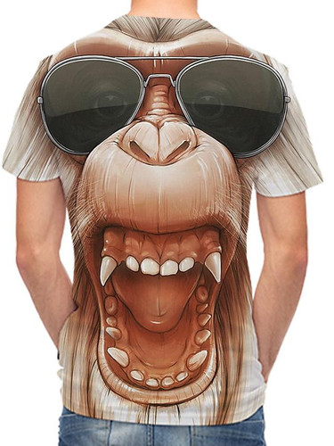 Men's 3D Graphic Plus Size T-shirt Print Short Sleeve Daily Tops Rock Streetwear Round Neck Brown / Club