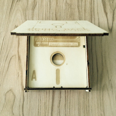 Wooden Floppy Disks Coaster Drink Holders (Set of 4)