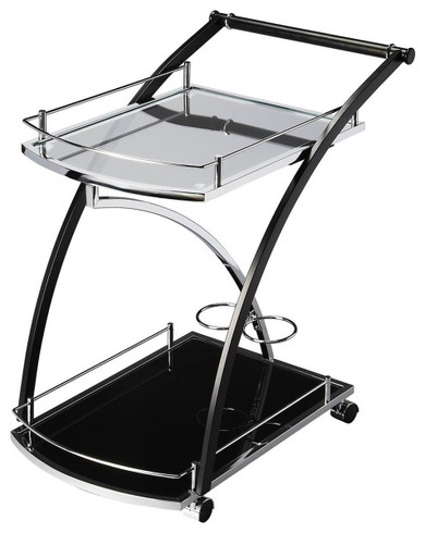 Robyn Loft Bar/Serving Cart - Black and Chrome