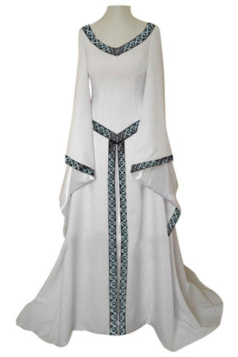 BFJFY Women V Neck Long Sleeve Medieval Long Dress Halloween Cosplay Costume