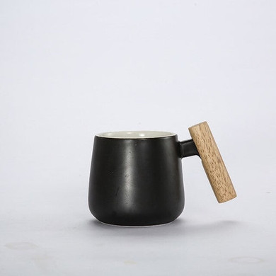 Short Coffee Mug with Wooden Handle