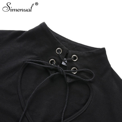 Choker cut sexy long sleeve crop top