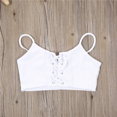 Women's casual bandage lace up cami crop top