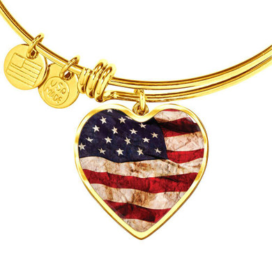 American Flag Heart Charm