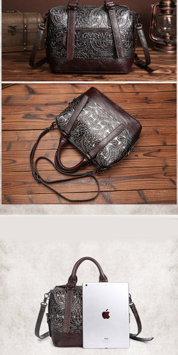 Handbag women fashion genuine embossed leather vintage trend casual crossbody messenger shoulder tote bags