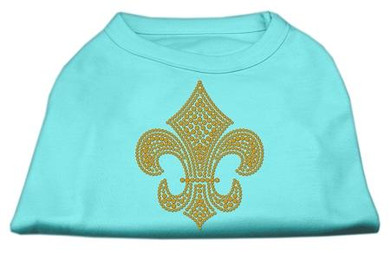 Gold Fleur De Lis Rhinestone Shirts Aqua