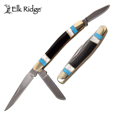 Elk Ridge Multi Blade 2.5 in Blade Turquoise Inlay Handle