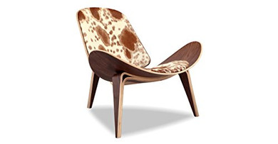 Kardiel Tripod Plywood Modern Lounge Chair, Brown & White Cowhide/Walnut Kardiel Tripod Plywood Modern Lounge Chair, Brown & White Cowhide/Walnut