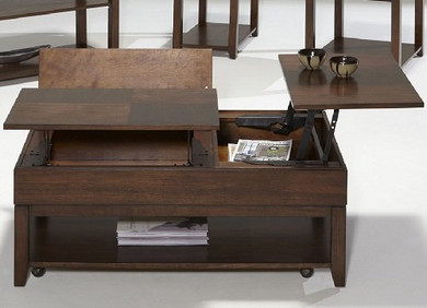 Progressive Furniture Daytona Double Lift Top Cocktail, Regal Walnut