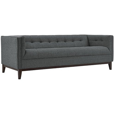 Modway Serve Modern Tuxedo Sofa With Upholstered Tufted Fabric in Gray