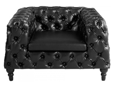 Black Tufty 26 Inch Tall Wood and Faux Leather Arm Chair - Style: 7317524