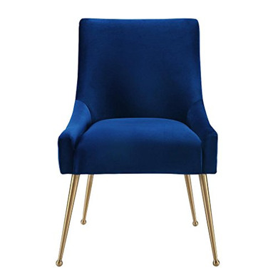 Tov Furniture The Beatrix Collection Modern Style Living Room Velvet Upholstered Side Chair, Navy