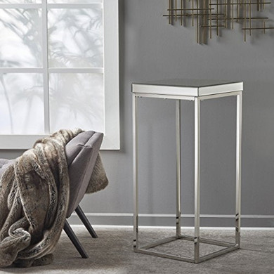 Christopher Knight Home Callia Industrial Mirrored Side Table, Clear / Natural