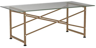 Flash Furniture Mar Vista Collection Glass Coffee Table with Matte Gold Frame