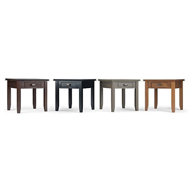 Simpli Home Artisan SOLID WOOD 21 inch wide Square Contemporary End Side Table in Black with Storage, 1 Drawer, for the Living Room and Bedroom
