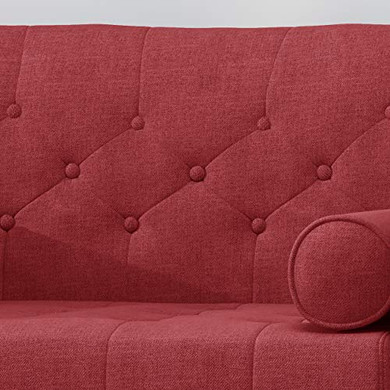 Christopher Knight Home Greta Mid Century Modern Fabric Club Chair, Red, Dark Walnut