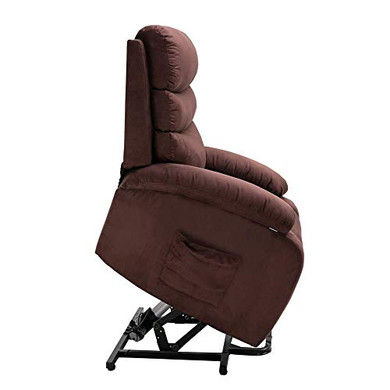 Homegear Microfiber Power Lift Electric Recliner Chair with Massage, Heat and Vibration with Remote Brown