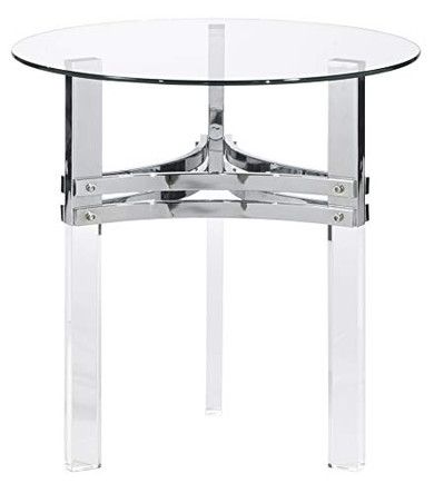 Signature Design by Ashley - Braddoni Contemporary Round End Table, Chrome Finish