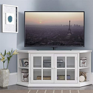 Beaumont Lane Corner Console TV Stand Entertainment Media Center, for TVs up to 60", in Cottage White Beaumont Lane Corner Console TV Stand Entertainment Media Center, for TVs up to 60", in Cottage White
