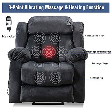 ANJ HOME Power Lift Recliner Chair with Massage & Heat & Vibration for Elderly, Heavy Duty and Safety Motion Reclining Mechanism - Antiskid Fabric Sofa Contempoary Overstuffed Design, Grey