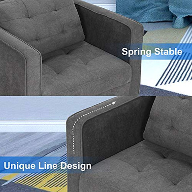 STHOUYN Mid Century Modern Upholstered Fabric Accent Chair with Arms Set of 2 Armchair Comfy Reading Chair for Living Room Studio Office Couch, Single Sofa Set Bedroom Grey