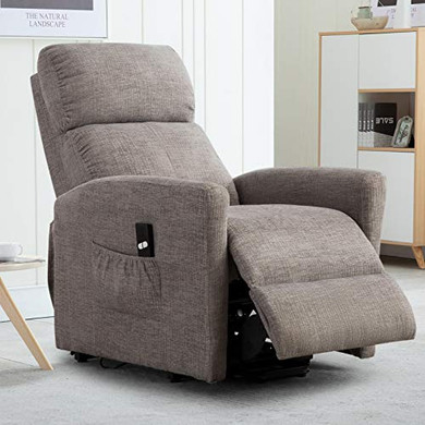 EBELLO Power Lift Chair Assist Recliner for Elderly-Electric Large Lift Recliner Chair with Remote Control, Tall Electric Reclining Sofa, Living Room Home Theater Chair Soft Fabric Lounge, Grey