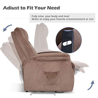 EBELLO Power Lift Chair Assist Recliner for Elderly-Electric Large Lift Recliner Chair with Remote Control, Tall Electric Reclining Sofa, Living Room Home Theater Chair Soft Fabric Lounge, Chocolate