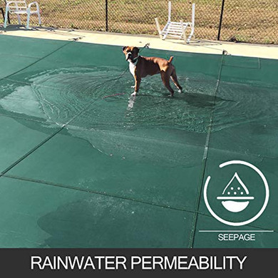 Happybuy Pool Safety Cover 16x32ft Rectangle Inground Safety Pool Cover Green Mesh Solid Pool Safety Cover for Swimming Pool Winter Safety Cover
