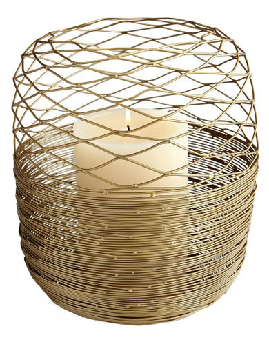 Antique Brass Guilded Silk 8.5 Inch Tall Iron Candle Holder Made in India - Style: 7646394