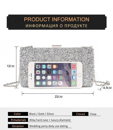 Women Evening Clutch Bag Diamond Sequin Wedding Clutch Purse and Handbag