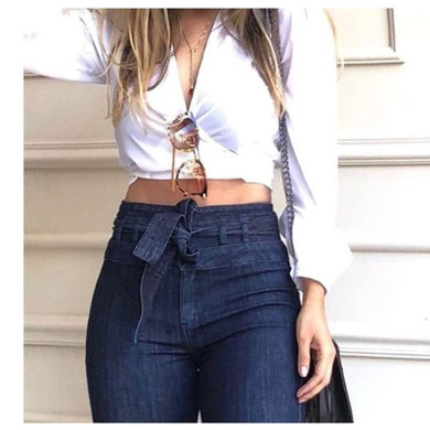 High Waist Bell Bottom Ripped Jeans