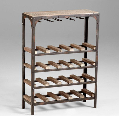 Raw Iron / Natural Wood 34in. Gallatin Wine Rack Wine Rack - Style: 7315386