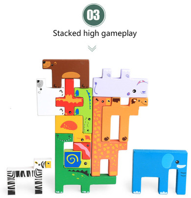 JOH Wooden Animal Building Blocks Color For Kids