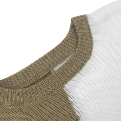 Sweater Round Neck Loose Contrast Stitching Comfortable Knit Sweater