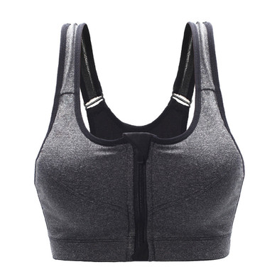 Blanca Fashion Women's Yoga Fitness Workout Seamless Racerback Gym Zipper Front Sports Bra Top