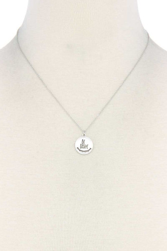 Be Brave Engraved Charm Metal Necklace