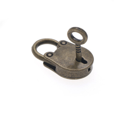 Metal Old Vintage Style Mini Padlock with Key -Copper Color LARP Usage