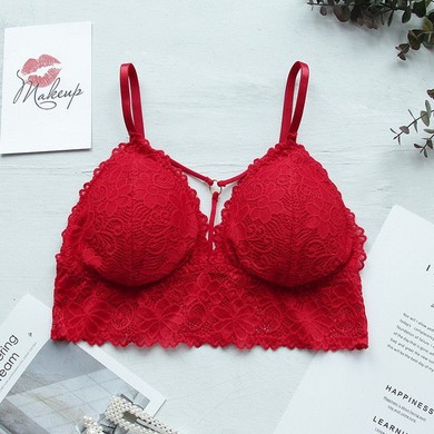 Lace Bralette Sexy Bras For Women Underwear Floral Lace Bra Wireless Seamless Deep V Crop Top Push Up Bra Female Sexy Lingerie
