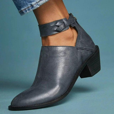 Boots - Women Chunky Heel Zipper Boots
