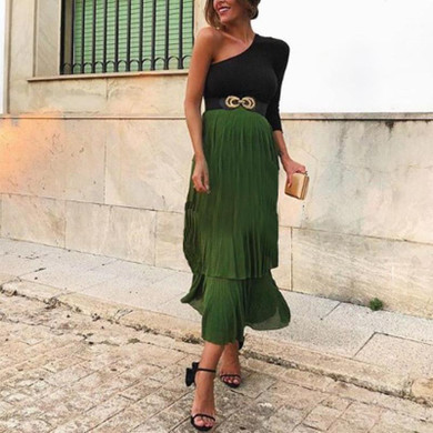 Maternity Solid Color One-Shoulder Jumpsuit