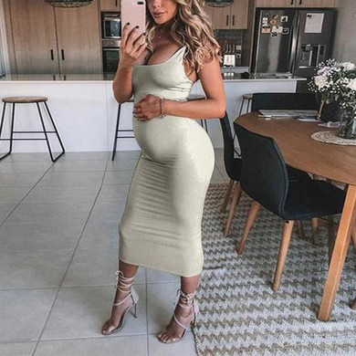 Maternity Sling Strap Solid Color Casual Dress