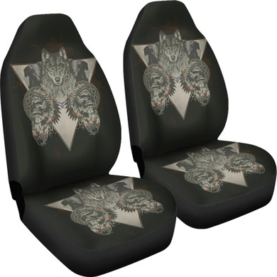 Wolf & Skulls Custom Car Seat Covers