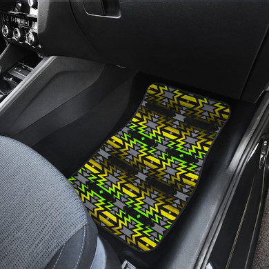 Black Fire Green and Yellow Front Car Mats (Set Of 2)