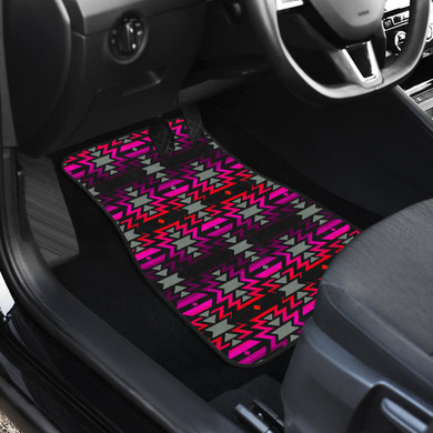 Black Fire Pink and Red Front Car Mats (Set Of 2)