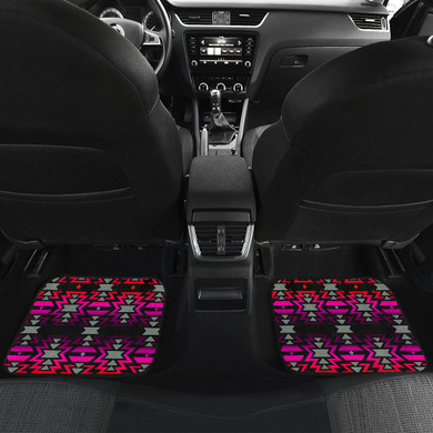Black Fire Pink and Red Front And Back Car Mats (Set Of 4)