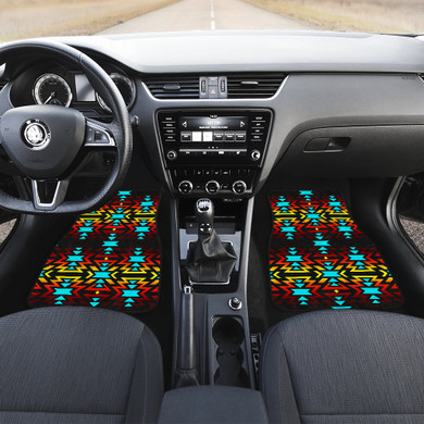 Fire and Turquoise Front And Back Car Mats (Set Of 4)