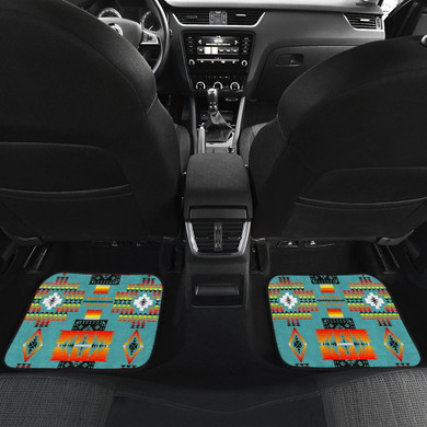 Seven Tribes Teal Front And Back Car Mats (Set Of 4)