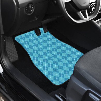 Blue Argyle Front and Back Car Mats Set 4